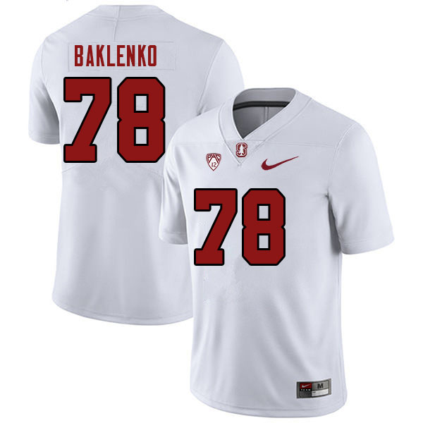 Men #78 Luke Baklenko Stanford Cardinal College Football Jerseys Stitched Sale-White
